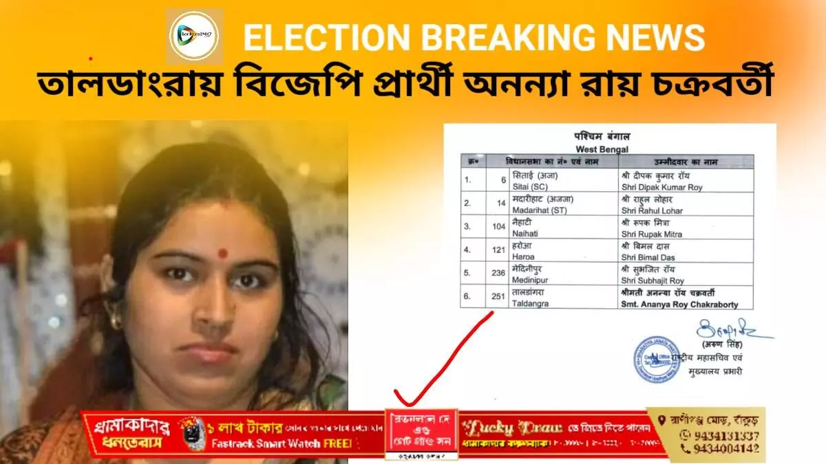 তালডাংরায় বিজেপির প্রার্থী অনন্যা রায় চক্রবর্তী।